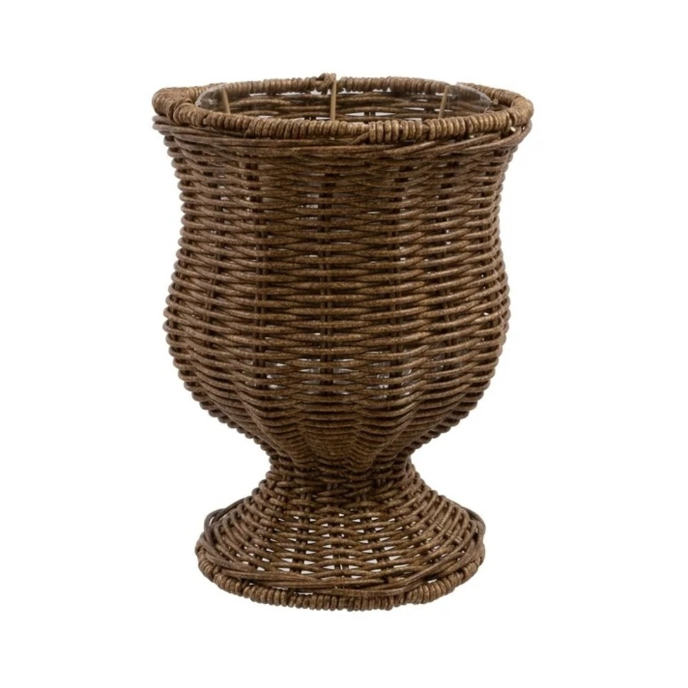 My Texas House 8” Goblet Woven Planter with Transparent Lining, Brown